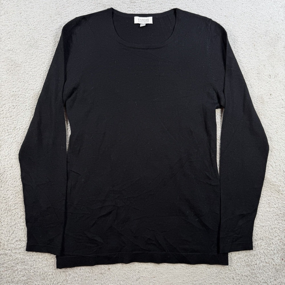Kinross Sweater Womens Small Black 100% Cashmere Crewneck Pullover Soft